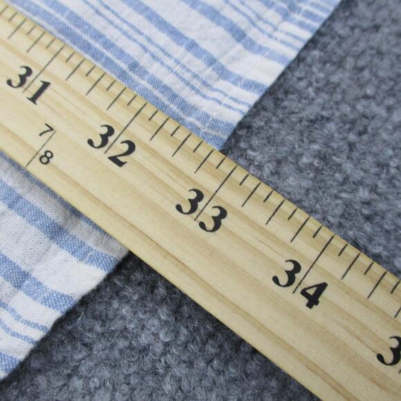 Tommy Hilfiger Shirt Mens 2XL Blue White Striped Linen Blend Short Sleeve Button - Picture 7 of 16